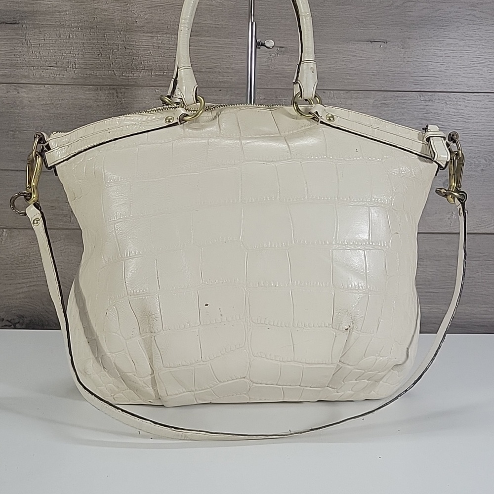 Coach Off-White Croc-Embossed Leather Top-Handle Satchel Crossbody Bag F23042 - Picture 5 of 16